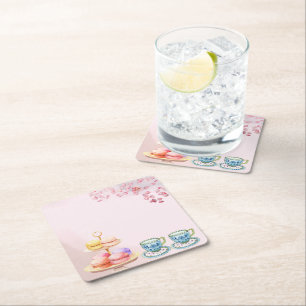 Dessous De Verre Carré Thé pour jumeaux Baby Shower  