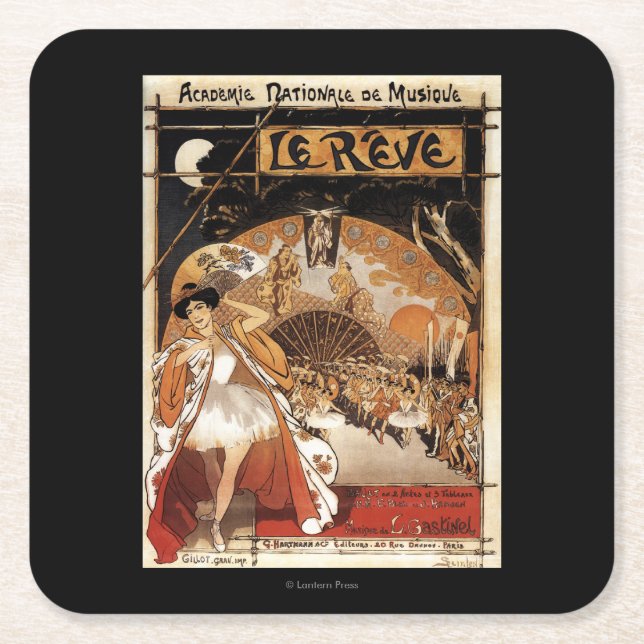 Dessous De Verre Carré Théatre de l'opéra de représentation de Le Reve (Devant)