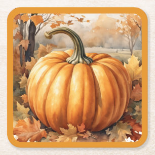 Dessous De Verre Carré Thème Citrouille de la saison d'automne
