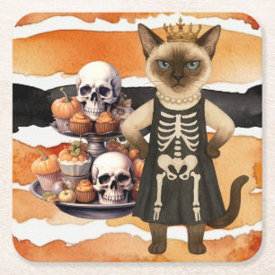 Dessous De Verre Carré Thème Halloween pour les amoureux des chats avec c