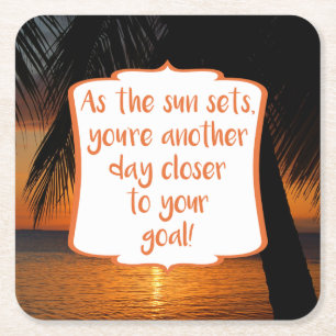Dessous De Verre Carré Thème Sunset Beach Objectif Objectif Encouragement