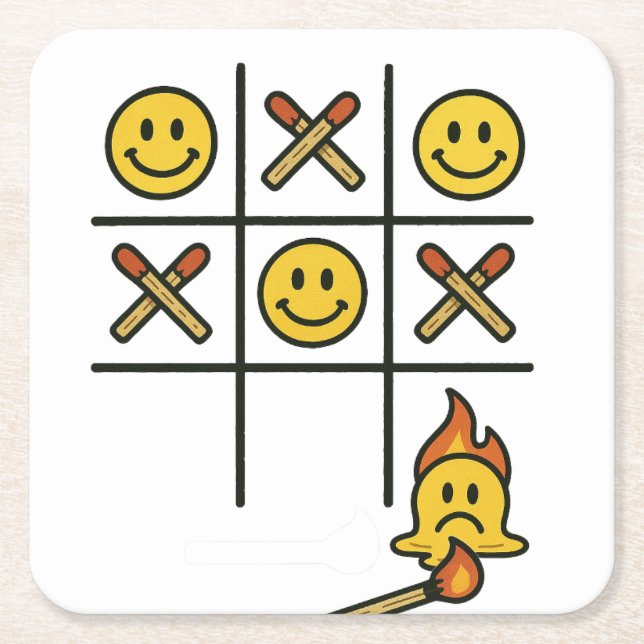 Dessous De Verre Carré Tic Tac Toe (Devant)