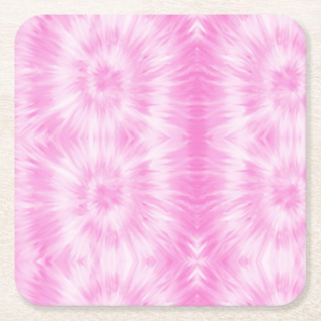 Dessous De Verre Carré Tiedye rose spirale hippie teint (Devant)