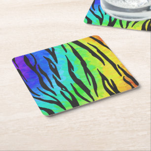 Dessous De Verre Carré Tiger Black et Rainbow Stuff