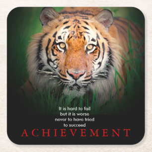 Dessous De Verre Carré Tiger Motivation Réussite