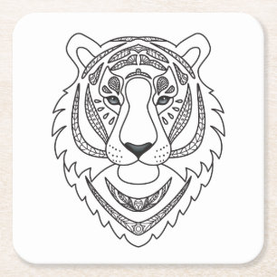 Dessous De Verre Carré Tigre blanc inspiré