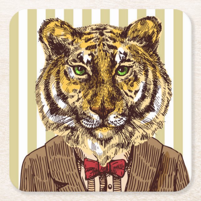 Dessous De Verre Carré Tigre dans l'usage de soirée (Devant)