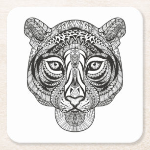 Dessous De Verre Carré Tigre de style