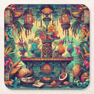 Dessous De Verre Carré Tiki Culture Beverage Coaster 07