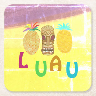 Dessous De Verre Carré Tiki d'été Luau Ananas