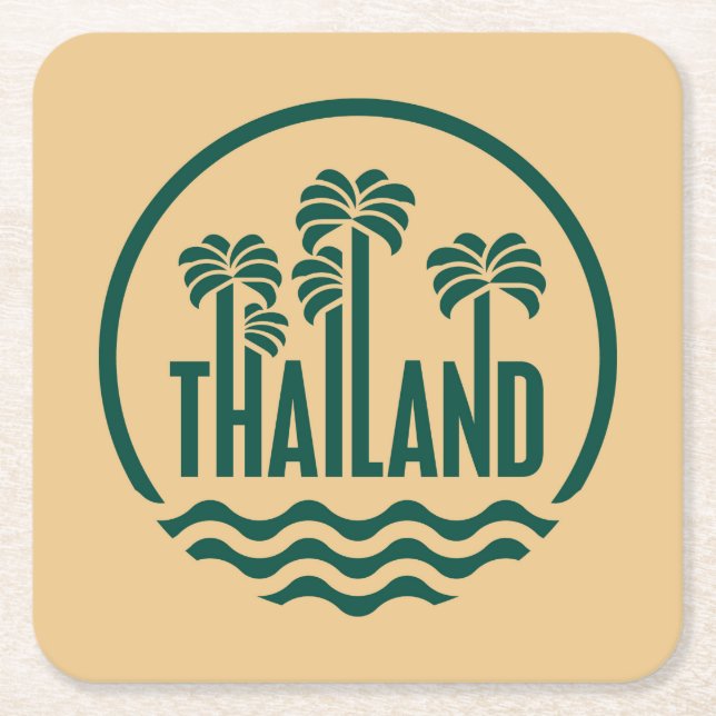 Dessous De Verre Carré Timbre de voyage, Thaïlande (Devant)