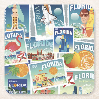 Dessous De Verre Carré Timbres de la Floride