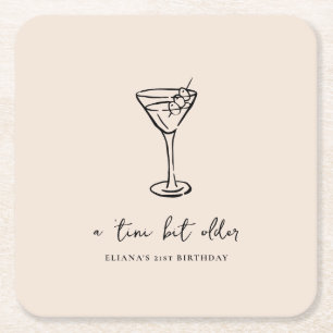 Dessous De Verre Carré Tini Bit Ancienne fête d'anniversaire personnalisé