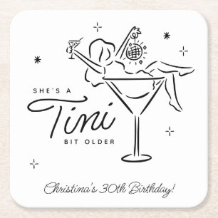Dessous De Verre Carré Tini Bit Anniversaire de Martini Whimsical
