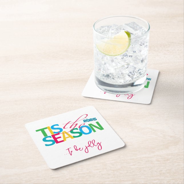 Dessous De Verre Carré Tis the Season Holiday Paper Coaster (En situation)