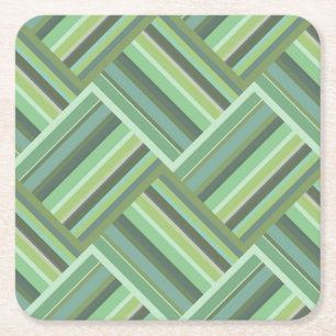 Dessous De Verre Carré Tissage de bandes vert olive