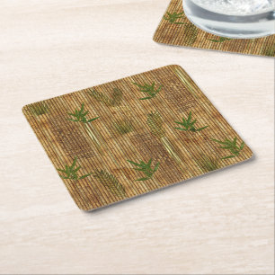Dessous De Verre Carré Tissu en bambou de Tapa