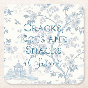 Dessous De Verre Carré Toile Bleue Mahjong Personnalisé sur Mesure