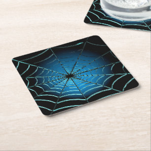 Dessous De Verre Carré Toile d'araignée bleu cool