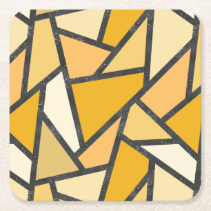 Dessous De Verre Carré Tons de motif en vitrail jaune