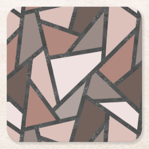 Dessous De Verre Carré Tons de motif en vitrail marron