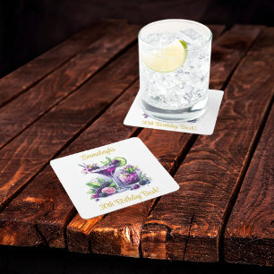 Dessous De Verre Carré Tons de violet : Un Bassin d'Anniversaire Bleu-Vio