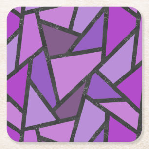 Dessous De Verre Carré Tons de vitrail violet motif