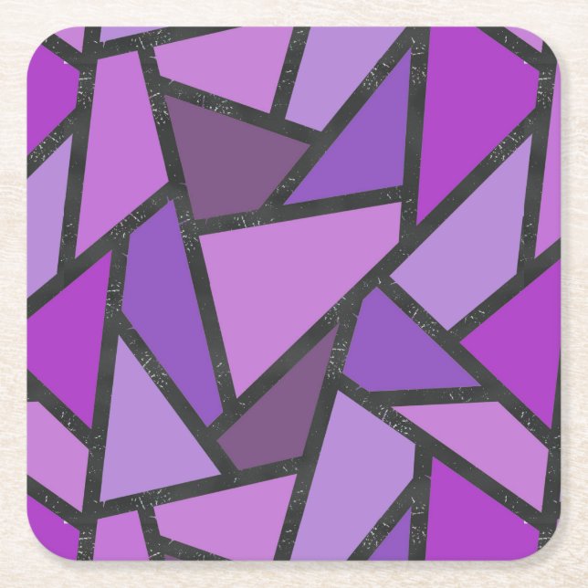 Dessous De Verre Carré Tons de vitrail violet motif (Devant)