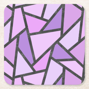 Dessous De Verre Carré Tons du motif en vitrail lilas
