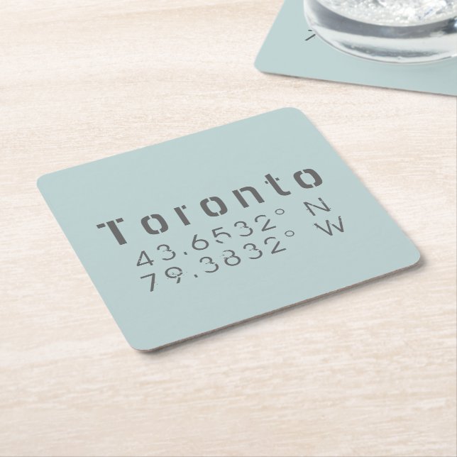 Dessous De Verre Carré Toronto Latitude & Longitude (Incliné)