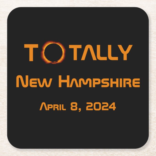 Dessous De Verre Carré Totalement New Hampshire 2024 Solar Eclipse (Devant)
