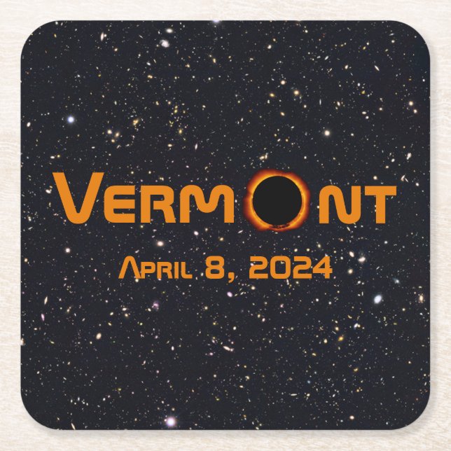 Dessous De Verre Carré Totalement Vermont 2024 Solar Eclipse (Devant)