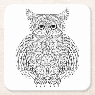 Dessous De Verre Carré Totem inspiré d'oiseau de hibou