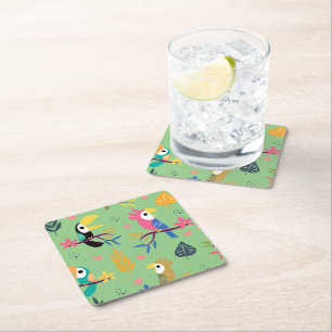 Dessous De Verre Carré Toucans et perroquets