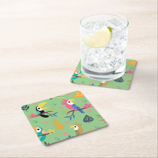 Dessous De Verre Carré Toucans et perroquets