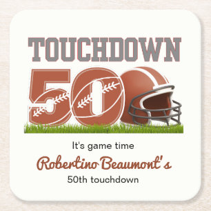 Dessous De Verre Carré Touchdown Fifty Funny Football 50e anniversaire