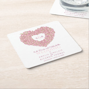 Dessous De Verre Carré Toupie rose mariage