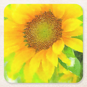 Dessous De Verre Carré Tournesol jaune clair et gai