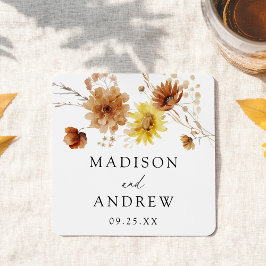 Dessous De Verre Carré Tournesols d'automne rustique et Mariage Fleur sau