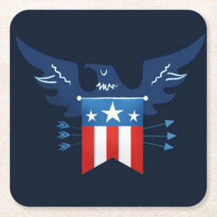 Dessous De Verre Carré Tout American Eagle & Flag Patriotic