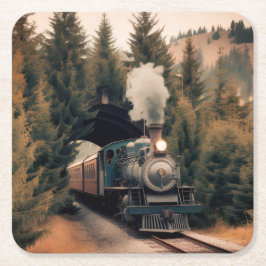 Dessous De Verre Carré Train à vapeur ancien