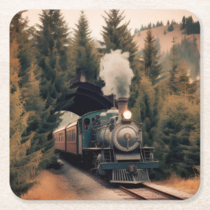 Dessous De Verre Carré Train à vapeur ancien