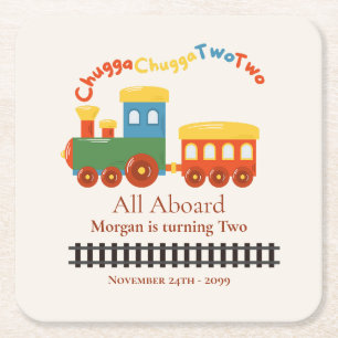 Dessous De Verre Carré Train coloré 2 Anniversaire Chugga Choo Deux