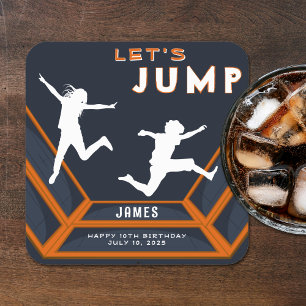 Dessous De Verre Carré Trampoline Park Jump Orange Birthday Party
