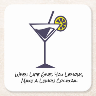 Dessous De Verre Carré Tranches de citron et cocktails Napkin
