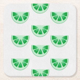 Dessous De Verre Carré Tranches de citron vert frais minimaliste sur toil