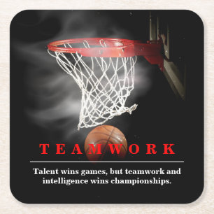 Dessous De Verre Carré Travail d'équipe Basketball Motivationnel Inspiran