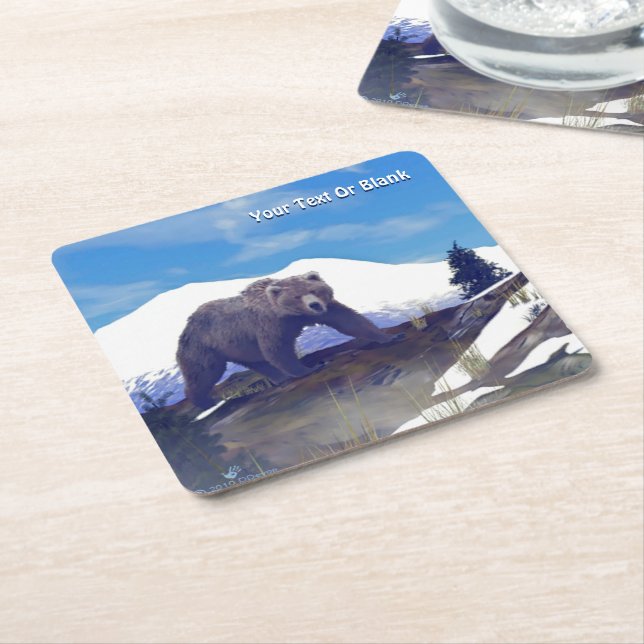 Dessous De Verre Carré Treeline Grizzly (Incliné)