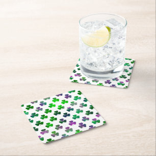 Dessous De Verre Carré Trèfle Teinte de Bijou Vert - Classique
