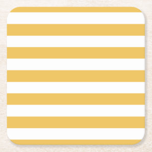Dessous De Verre Carré Trendy Yellow and White Wide Horizontpes